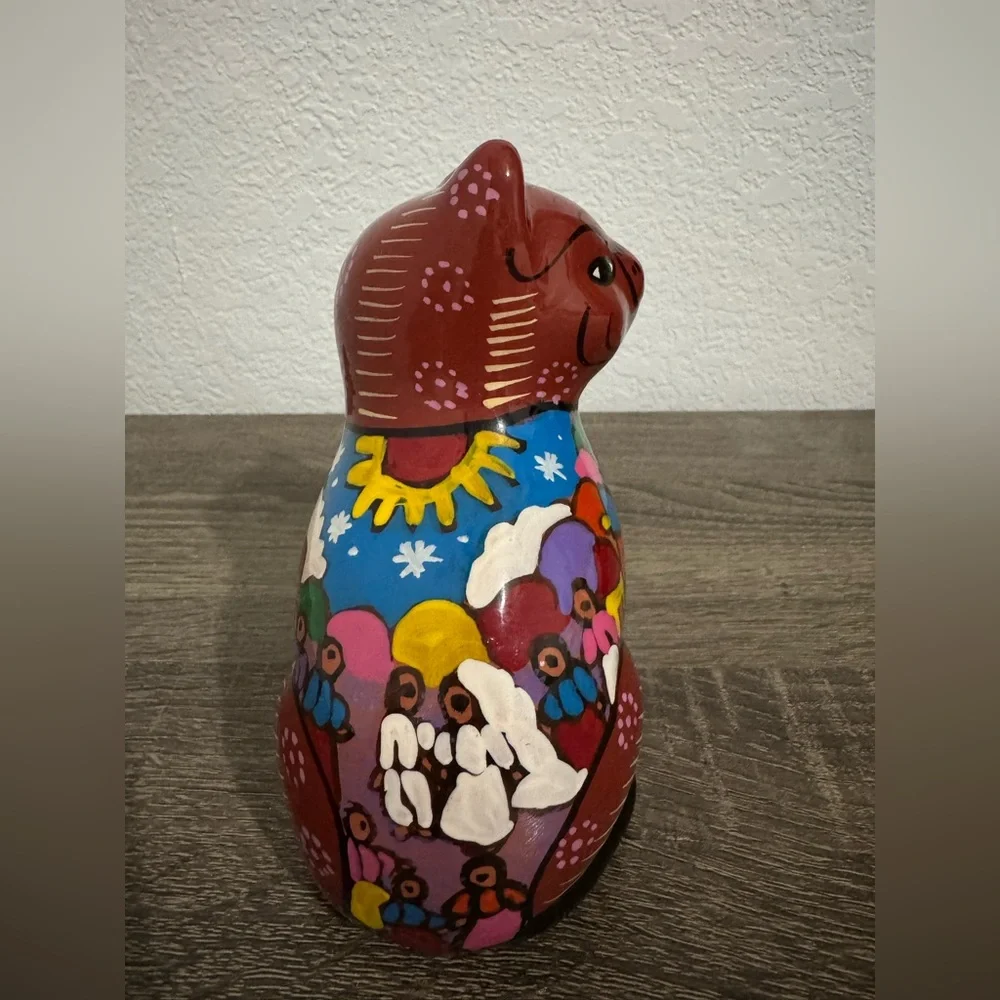 Handcrafted Multicolor Cat Figurine